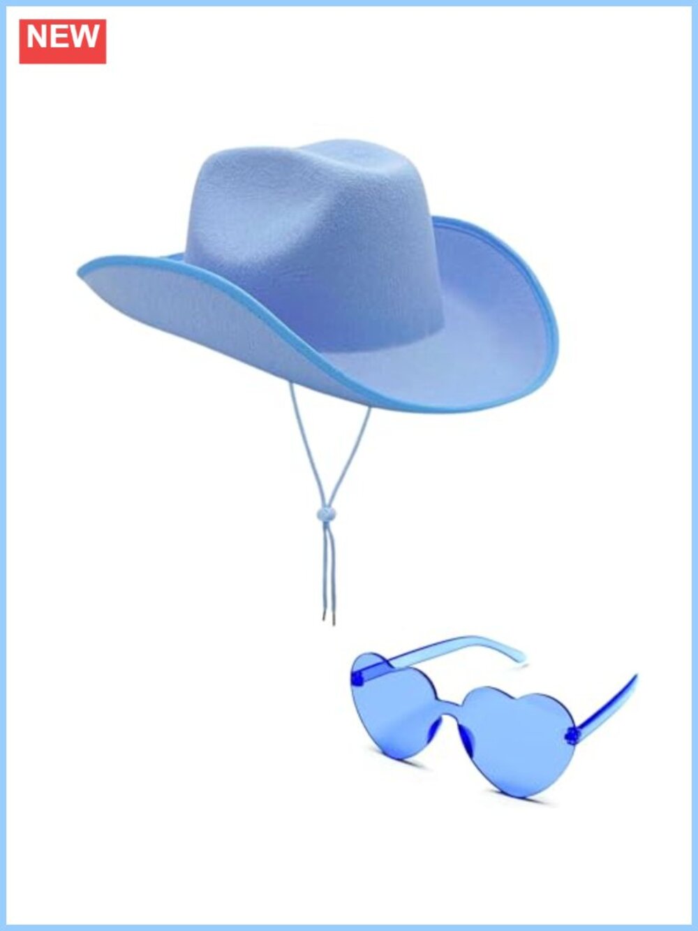 Felt Cowboy Hat with Heart Shaped Sunglasses Adult Western Costume Set